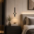 LAMPAMI - lampa wisząca pojedyncza ledowa, lampa wisząca czarna nowoczesna, lampa wisząca do sypialni przy łóżku, nowoczesna lampa do salonu, lampa do jadalni nad stół, modna lampa, czarna lampa, długa lampa wisząca Padre 7W LED