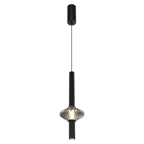 LAMPAMI - lampa wisząca pojedyncza ledowa, lampa wisząca czarna nowoczesna, lampa wisząca do sypialni przy łóżku, nowoczesna lampa do salonu, lampa do jadalni nad stół, modna lampa, czarna lampa, długa lampa wisząca Padre 7W LED