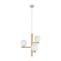 LAMPAMI - żyrandol do salonu kule białe, lampa wisząca kule, żyrandol do salonu nowoczesny, lampa do sypialni wisząca, lampa wisząca nad stół w jadalni, oświetlenie nad stołem ESTERA WOOD