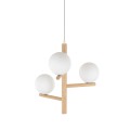 LAMPAMI - żyrandol do salonu kule białe, lampa wisząca kule, żyrandol do salonu nowoczesny, lampa do sypialni wisząca, lampa wisząca nad stół w jadalni, oświetlenie nad stołem ESTERA WOOD
