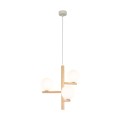 LAMPAMI - żyrandol do salonu kule białe, lampa wisząca kule, żyrandol do salonu nowoczesny, lampa do sypialni wisząca, lampa wisząca nad stół w jadalni, oświetlenie nad stołem ESTERA WOOD