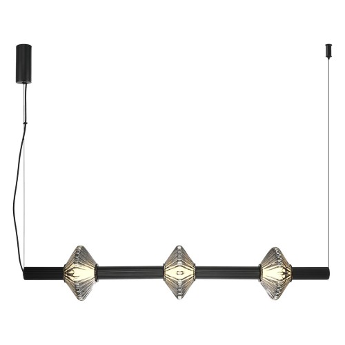 LAMPAMI - żyrandol ledowy do salonu, nowoczesny żyrandol do salonu czarny, lampa ledowa, nowoczesna lampa do salonu, lampa nad stół do jadalni, lampa wisząca nad stół, lampa nad wyspę Padre 18W LED