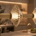 LAMPAMI - żyrandol ledowy do salonu złoty potrójny, stylowa lampa do salonu, lampa ledowa wisząca złota, lampa led do jadalni, lampa do salonu, lampa wisząca Padre Gold 18W LED
