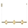 LAMPAMI - żyrandol ledowy do salonu złoty potrójny, stylowa lampa do salonu, lampa ledowa wisząca złota, lampa led do jadalni, lampa do salonu, lampa wisząca Padre Gold 18W LED