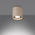 LAMPAMI - tuba lampa sufitowa beżowa,  lampa punktowa, lampa na sufit, oświetlenie do kuchni sufitowe, oświetlenie na przedpokój, lampa sufitowa na klatkę schodową, lampa sufitowa krótka, oprawa sufitowa natynkowa ORBIS 1 taupe sollux