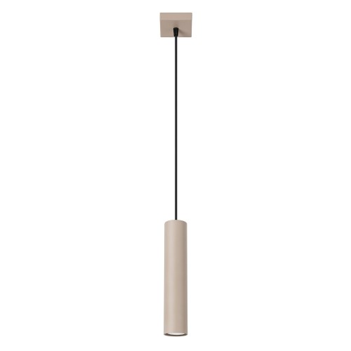 LAMPAMI - beżowa lampa wisząca tuba, pojedyncza lampa wisząca punktowa, lampa nad barek w kuchni, lampa nad wyspę, wisząca nad stół w jadalni, lampa wisząca tuba, oświetlenie punktowe LAGOS 1 taupe sollux