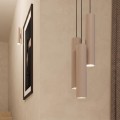 LAMPAMI - beżowa lampa wisząca tuba, pojedyncza lampa wisząca punktowa, lampa nad barek w kuchni, lampa nad wyspę, wisząca nad stół w jadalni, lampa wisząca tuba, oświetlenie punktowe LAGOS 1 taupe sollux