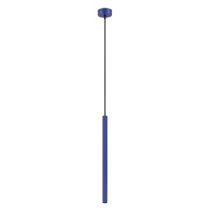 Niebieska lampa wisząca tuba pojedyncza ryflowana 120 cm 1xG9 ARCHE 1 ultramaryna
