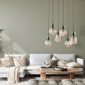 LAMPAMI - nowoczesny żyrandol do salonu,  lampa dekoracyjna wisząca długa, żyrandol do sypialni, lampa wisząca ozdobna, czarna lampa wisząca nad stół w jadalni, lampa wisząca do salonu SOPHIA GREEN COGNAC