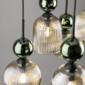LAMPAMI - nowoczesny żyrandol do salonu,  lampa dekoracyjna wisząca długa, żyrandol do sypialni, lampa wisząca ozdobna, czarna lampa wisząca nad stół w jadalni, lampa wisząca do salonu SOPHIA GREEN COGNAC