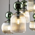 LAMPAMI - nowoczesny żyrandol do salonu,  lampa dekoracyjna wisząca długa, żyrandol do sypialni, lampa wisząca ozdobna, czarna lampa wisząca nad stół w jadalni, lampa wisząca do salonu SOPHIA GREEN COGNAC