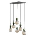 LAMPAMI - nowoczesny żyrandol do salonu,  lampa dekoracyjna wisząca długa, żyrandol do sypialni, lampa wisząca ozdobna, czarna lampa wisząca nad stół w jadalni, lampa wisząca do salonu SOPHIA GREEN COGNAC