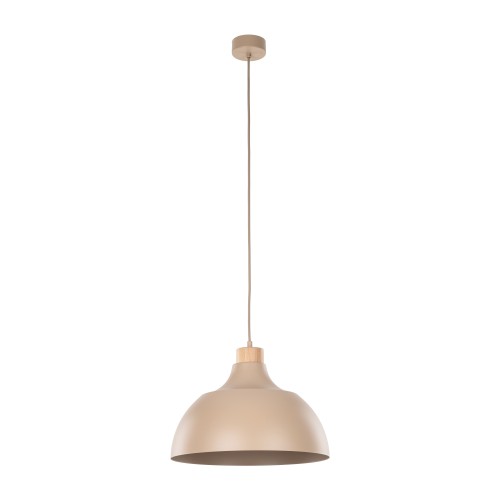LAMPAMI - lampa do kuchni, lampa do jadalni nad stół wisząca, lampa nad stół, lampa wisząca długa, lampa metalowa z drewnem, lampa wisząca pojedyncza, beżowa lampa CAP SABIA