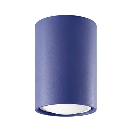 LAMPAMI - lampa na sufit, oprawa natynkowa sufitowa niebieska, lampa przysufitowa do kuchni, lampa sufitowa pojedyncza, oprawa sufitowa, tuba sufitowa metalowa LAGOS 10 ultramaryna sollux