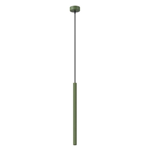 LAMPAMI - lampa wisząca tuba pojedyncza, lampa wisząca ryflowana, tuba sufitowa wisząca, lampa wisząca punktowa, lampa nad wyspę, lampa nad barek, lampa nowoczesna, światło punktowe ARCHE 1 zielona oliwka sollux