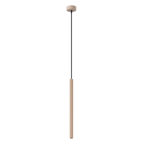 LAMPAMI - beżowa lampa wisząca, tuba pojedyncza ryflowana, lampa dekoracyjna wisząca, tuba sufitowa, lampa do kuchni, lampa nad wyspę, lampa nad barek, lampa wisząca pojedyncza, światło punktowe ARCHE 1 taupe sollux