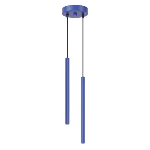 LAMPAMI - tuby sufitowe, lampa 2 punktowa wisząca, niebieska lampa wisząca, lampa do sypialni wisząca przy łóżku, lampa do kuchni wisząca nad wyspę, lampa wisząca przy lustrze, światło punktowe ARCHE 2P ultramaryna sollux