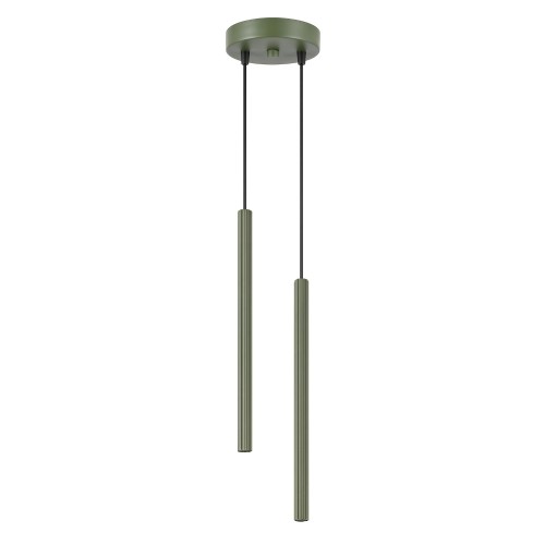 LAMPAMI - tuby sufitowe, lampa 2 punktowa wisząca, lampa do sypialni wisząca przy łóżku, lampa do kuchni wisząca nad wyspą, lampa wisząca przy lustrze, tuby sufitowe wiszące ARCHE 2P zielona oliwka sollux