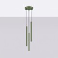 LAMPAMI - lampa wisząca zielona oliwka, tuby sufitowe, lampa nad wyspę, lampa nad stół do jadalni, lampa 3 punktowa, lampa do kuchni, lampa nowoczesna wisząca ARCHE 3P zielona oliwka sollux
