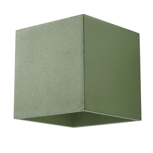 LAMPAMI - mały kinkiet ścienny zielony,  minimalistyczny kinkiet, kinkiet ścienny kwadratowy, nowoczesny kinkiet na klatkę schodową, oświetlenie korytarza, kinkiet dekoracyjny nowoczesny QUAD 1 zielona oliwka sollux