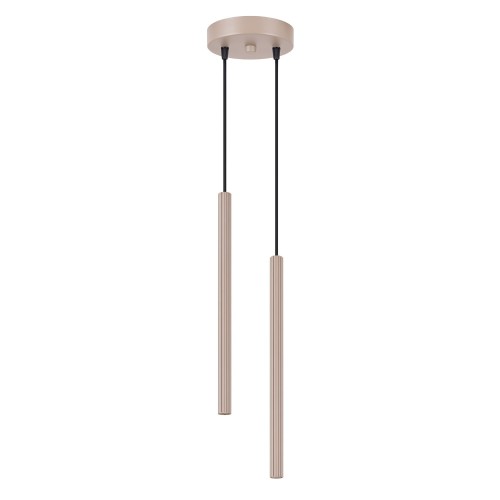 LAMPAMI - beżowa lampa wisząca dekoracyjna tuby, modna lampa,  tuby sufitowe, lampa sufitowa wisząca,  lampa wisząca nad wyspę, lampa wisząca do sypialni przy łóżku, lampa wisząca przy lustrze wisząca ARCHE 2P taupe sollux