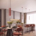 LAMPAMI - lampa wisząca dekoracyjna, tuby sufitowe ryflowane, lampa wisząca nad wyspę, lampa do sypialni wisząca przy łóżku, lampa wisząca przy lustrze, lampa 2 punktowa wisząca ARCHE 2P ochra czerwona sollux